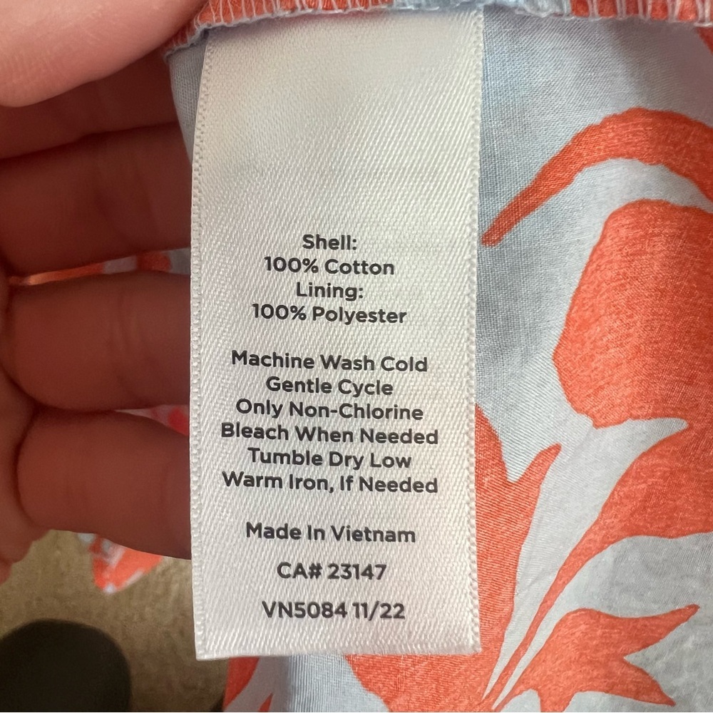 Talbots Orange Floral Puff Sleeve Poplin Midi Dress Spring Cotton Resortwear - Picture 10 of 10